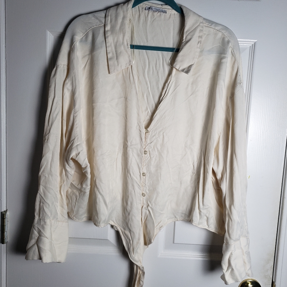 Zara Satin Collared Shirt